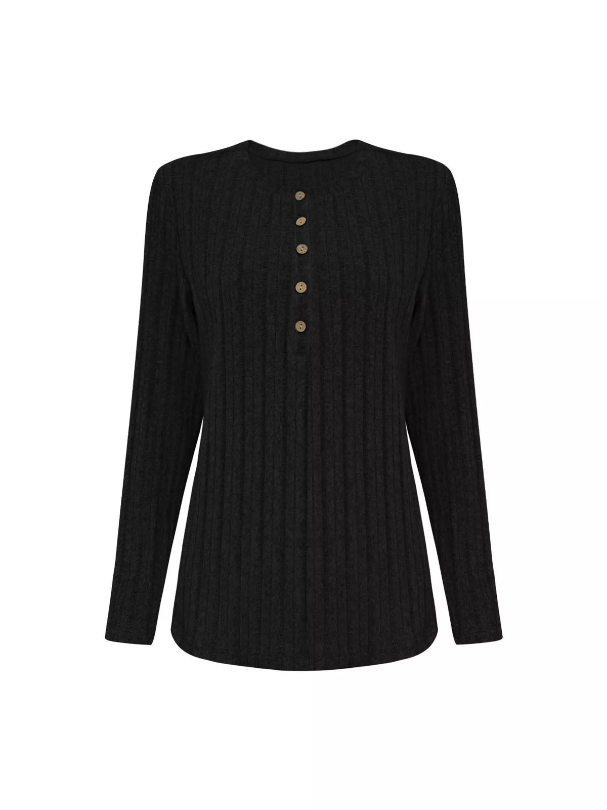 Ribbed Knit Button Front Top and Pants Set Plus Size, view 5