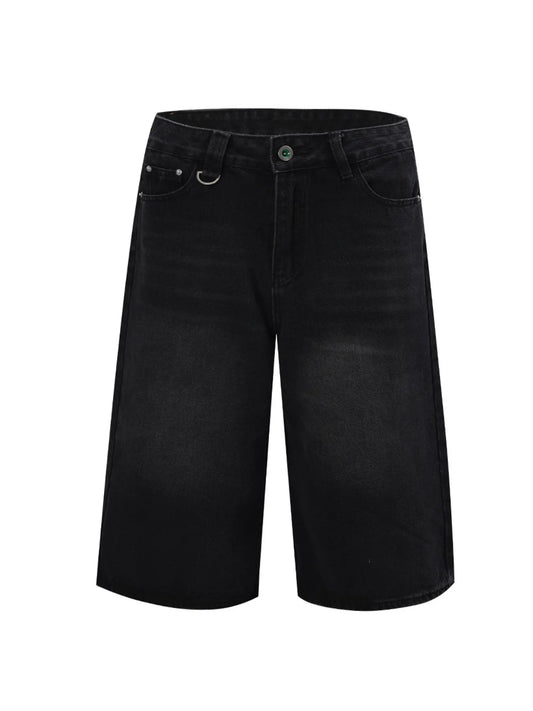 Men's Washed Denim Shorts Black - Fashorio