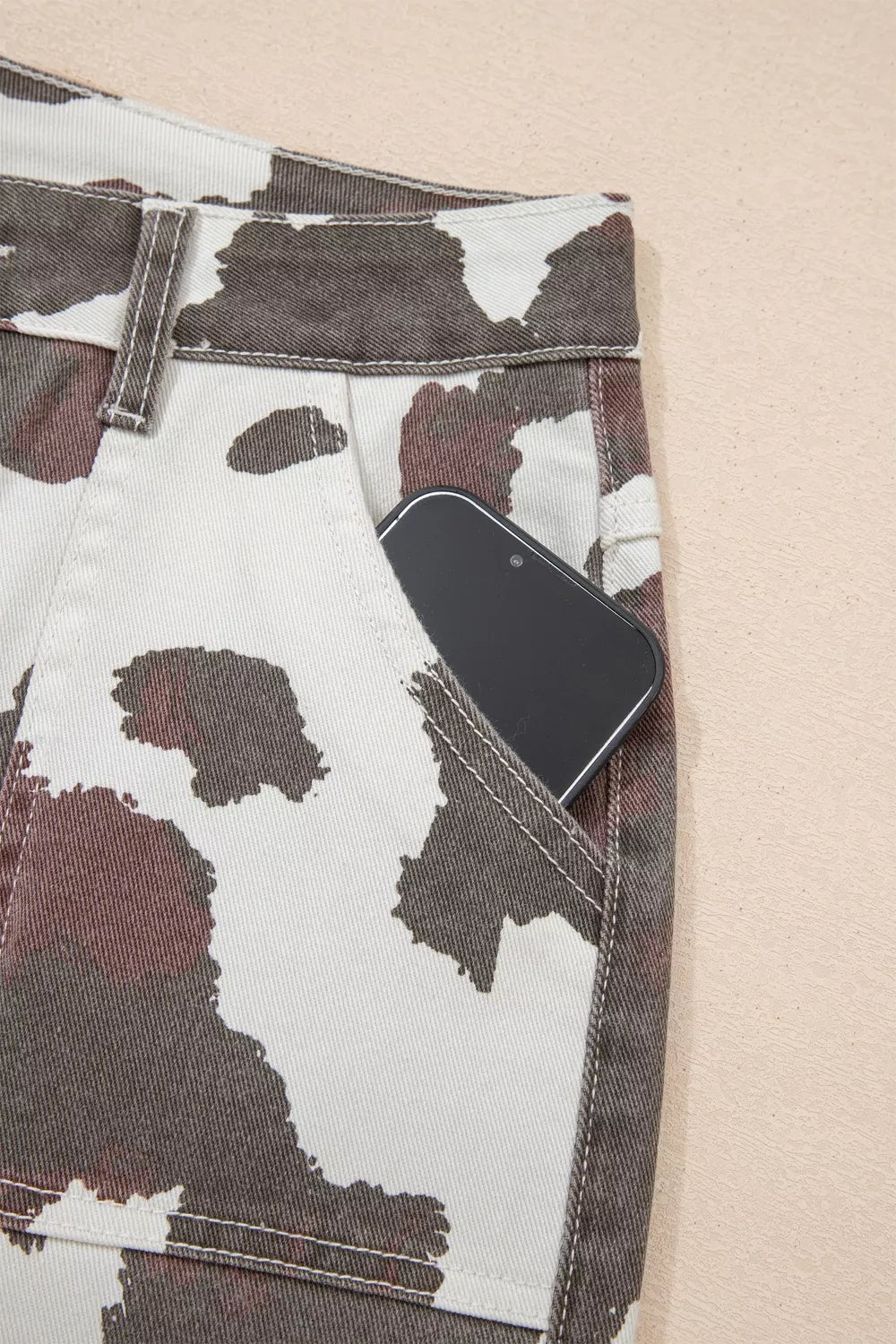 Cow Spot Print Multi Pocket Jeans, view 9