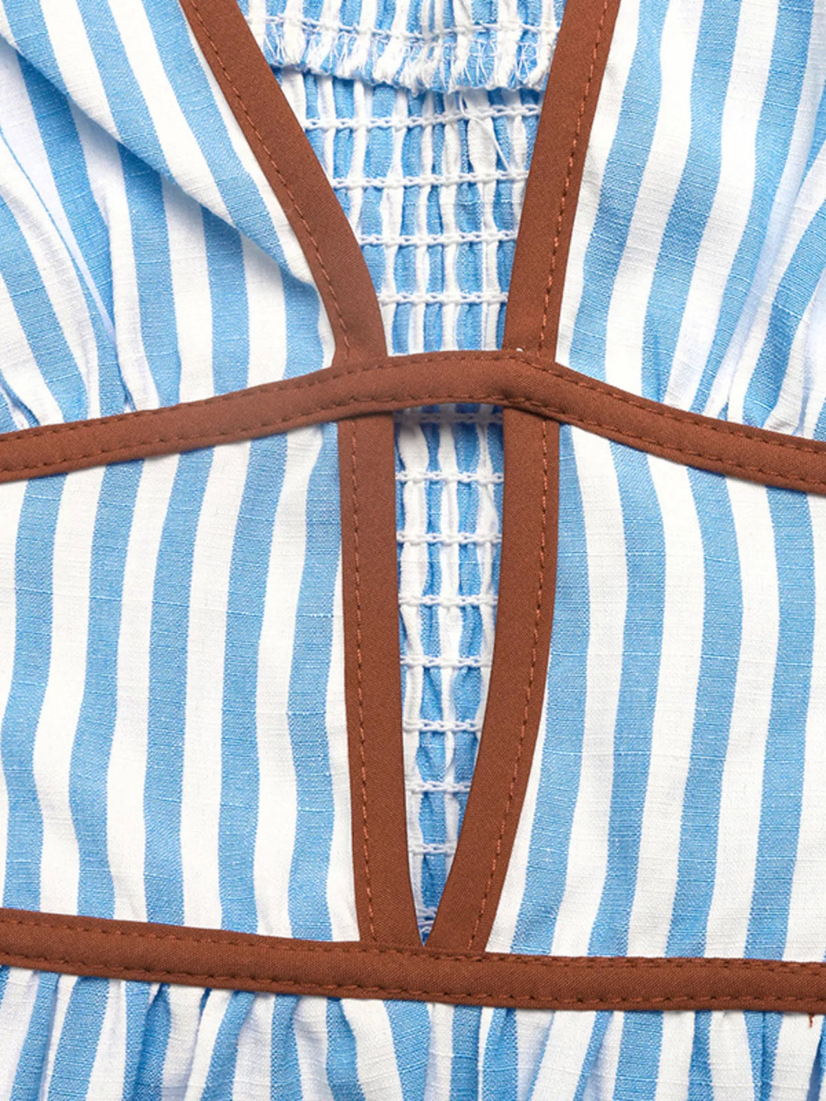 Burgundy striped halter maxi dress tie neck detail