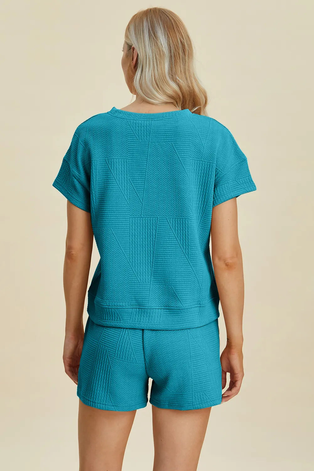 Textured Short Sleeve Top and Shorts Two Piece Set, view 35