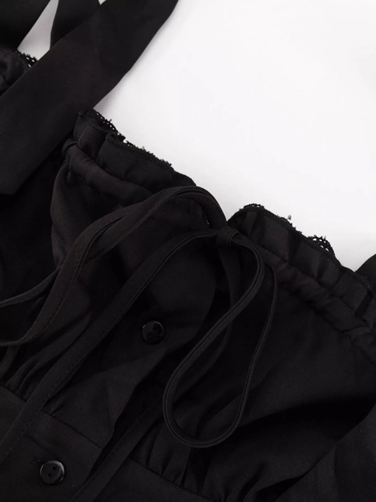 Hem and ruffle detail on the short dress