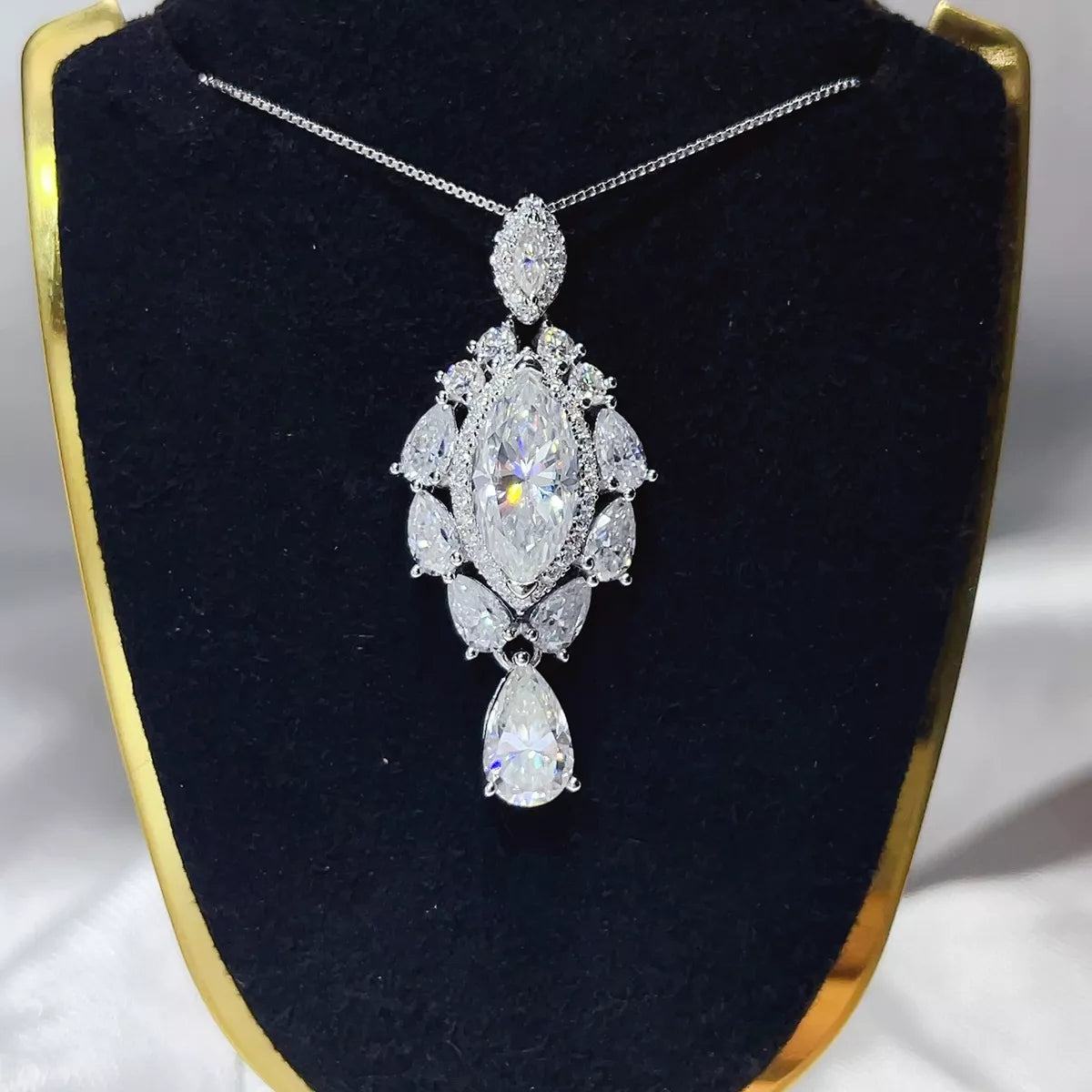 Sterling silver chain detail on moissanite necklace