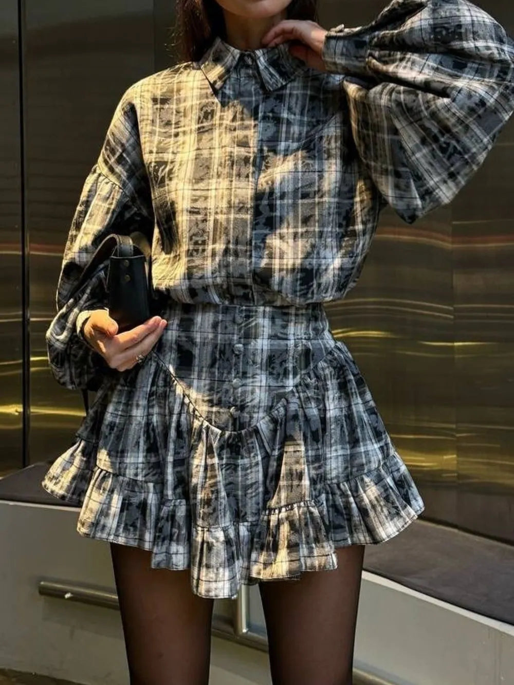 Lantern Sleeve Shirt and Ruffled Skirt Set, view 5