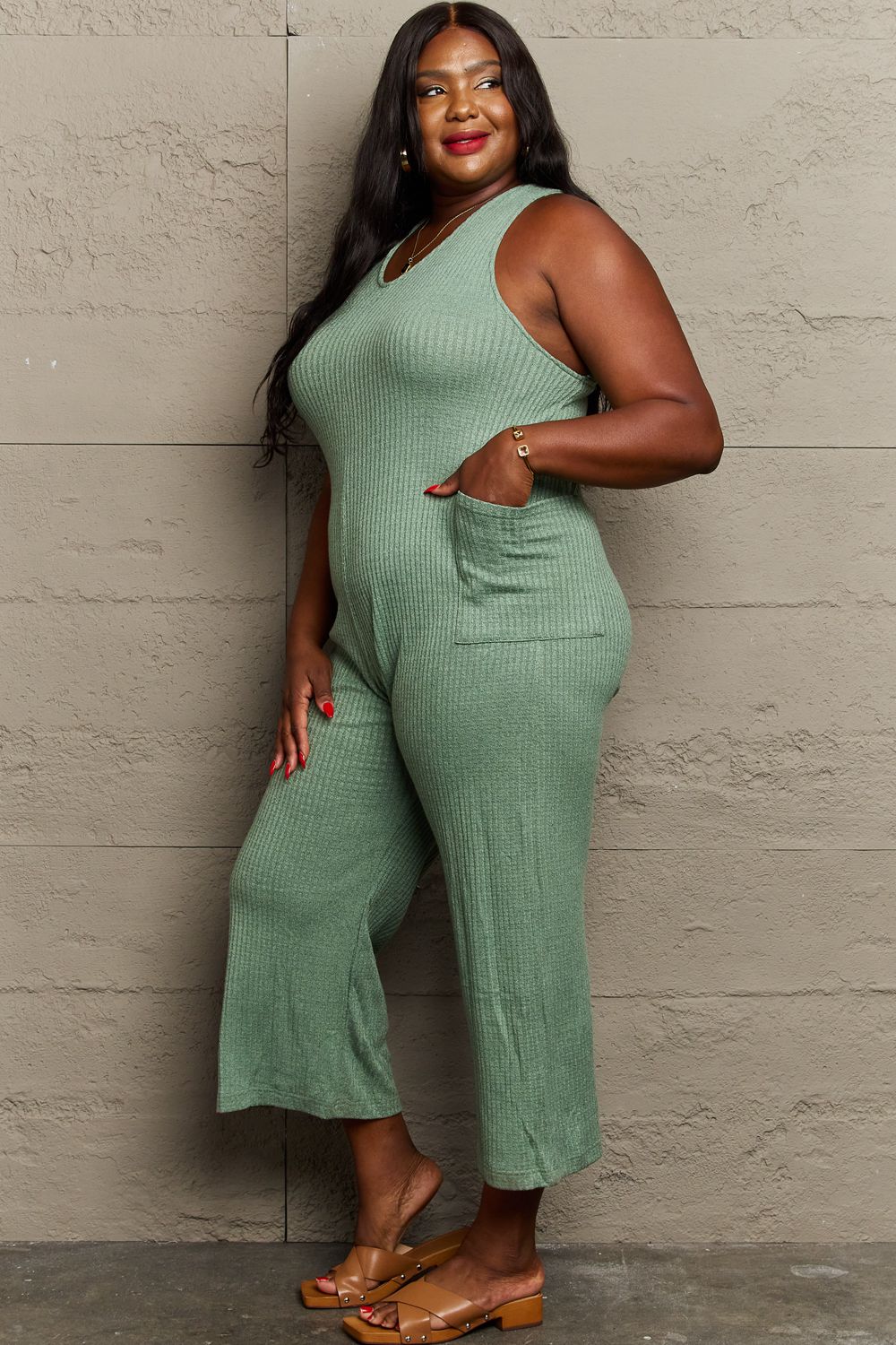 Don't Get It Twisted Rib Knit Jumpsuit side view
