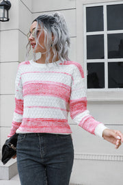 Two-Tone Slit Sweater Pink - Fashorio