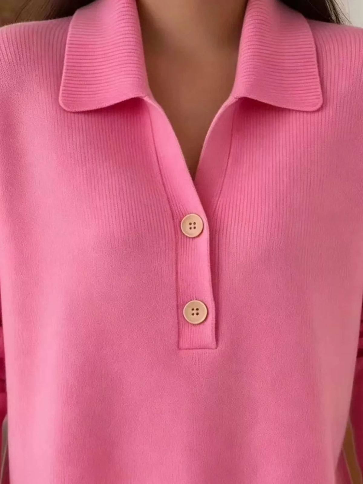 Button Front Long Sleeve Sweater Plus Size view 7
