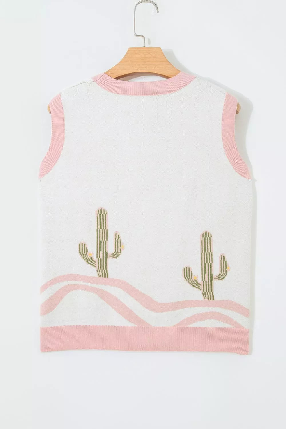 Cactus Pattern Button Front Western Sweater Vest, view 12