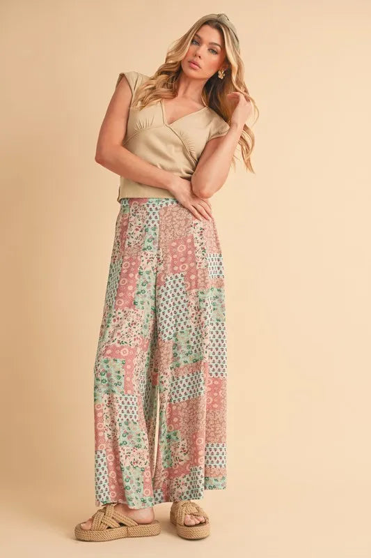 Aemi+Co Printed Wide Leg Pants - Fashorio