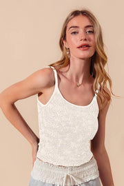SO ME Two Tone Floral Seamless Tank Top IVORY - Fashorio