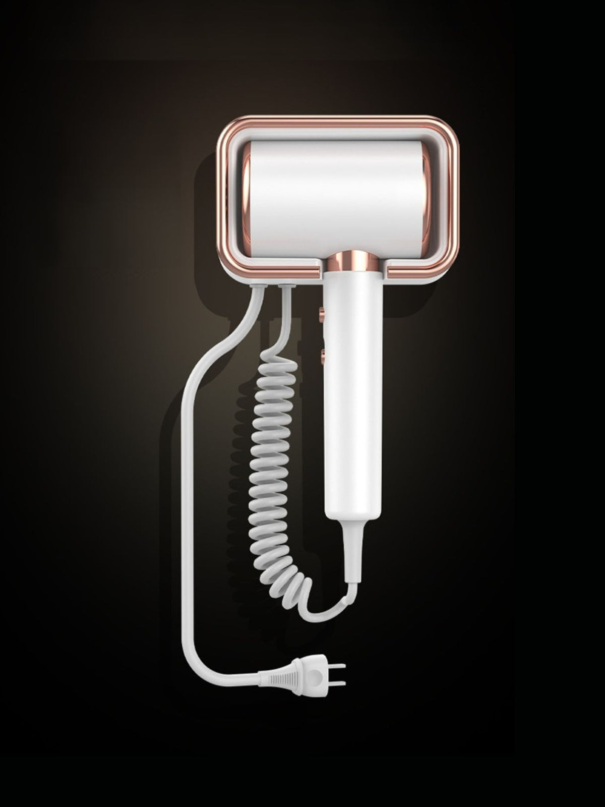 Hair dryer mounted on wall