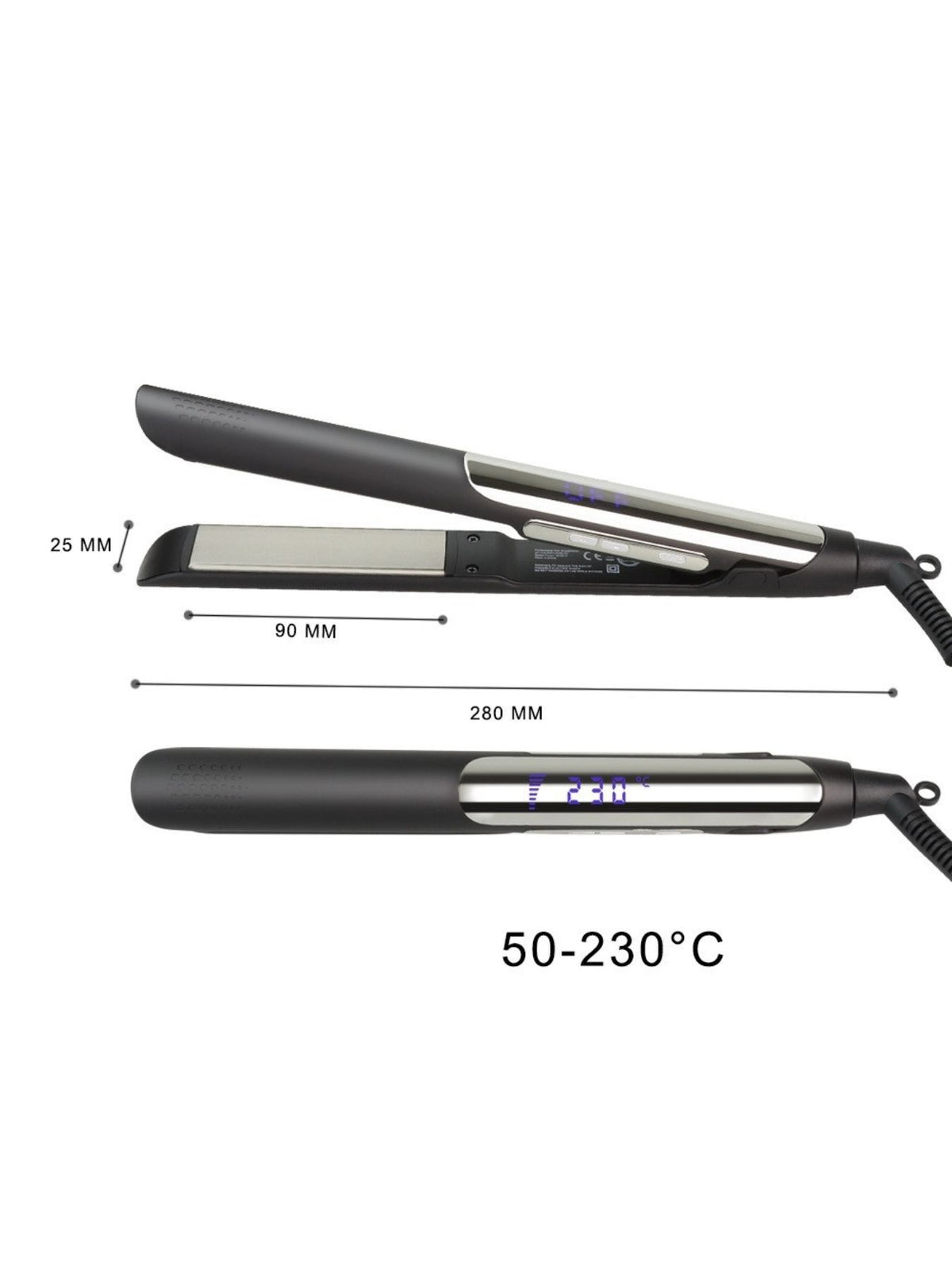 Hair straightener heated plates close up