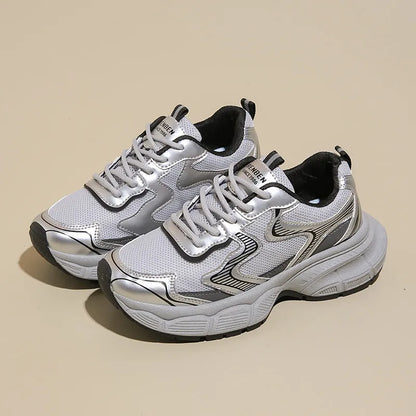 Striped Platform Athletica Silver - Fashorio