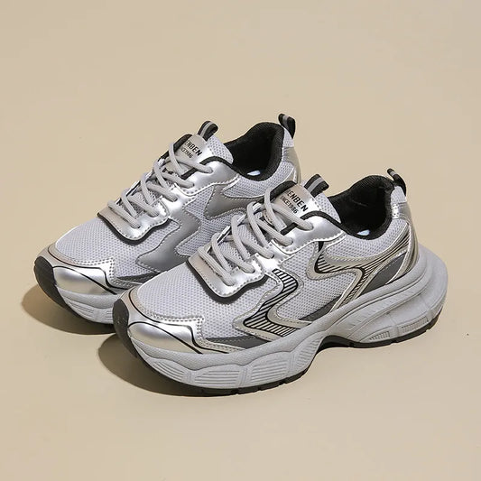 Striped Platform Athletica Silver - Fashorio