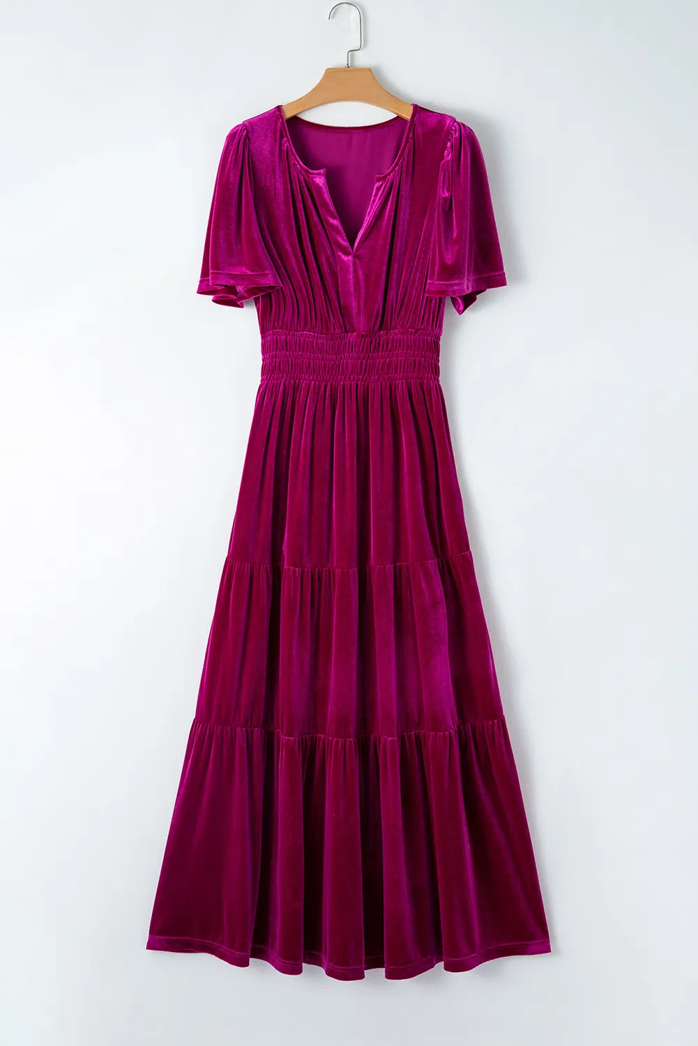 Tiered Short Sleeve Maxi Dress with Pockets, back view