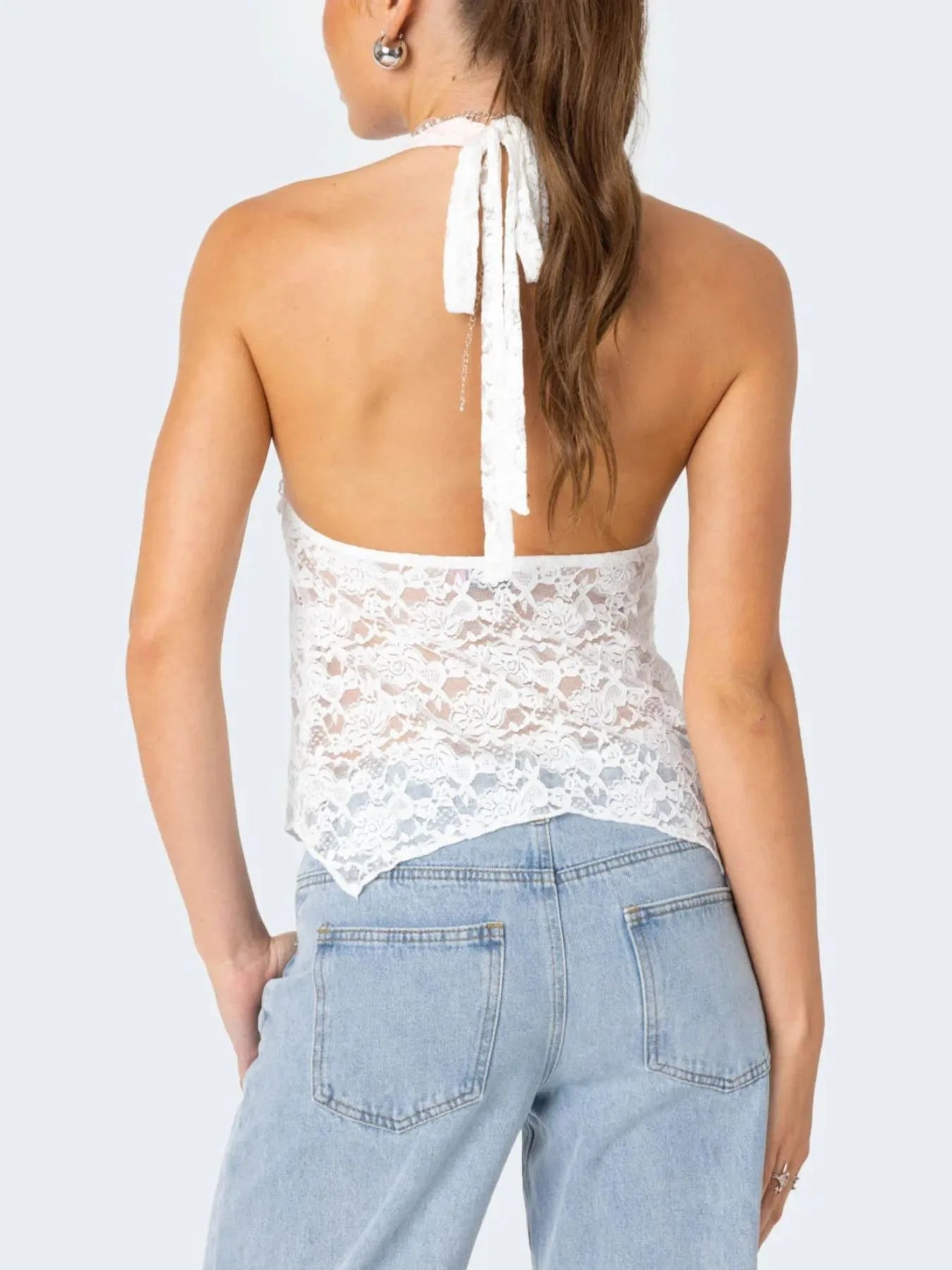 Lace Halter Neck Cami - Fashorio