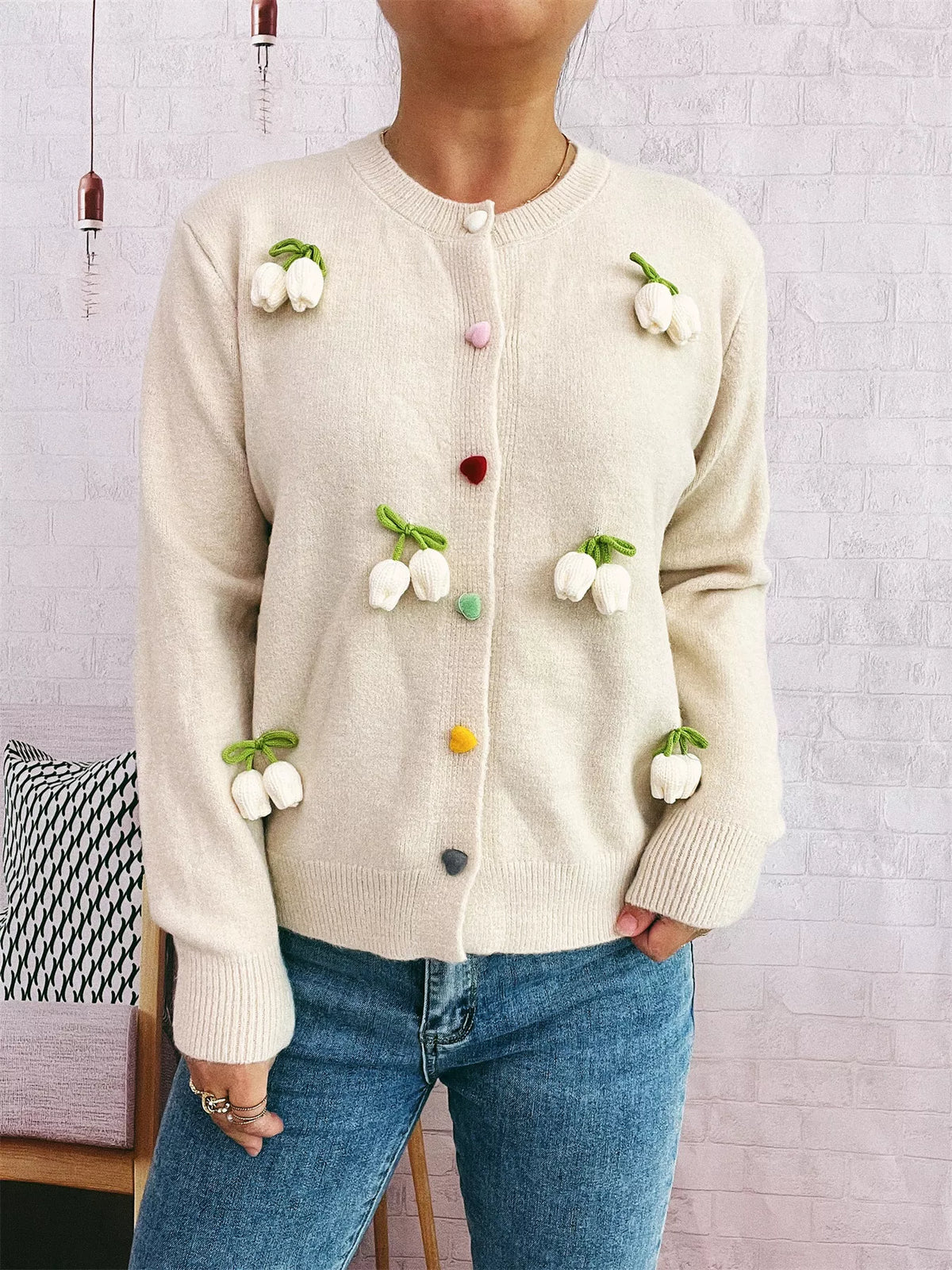 Flower cardigan detail shot