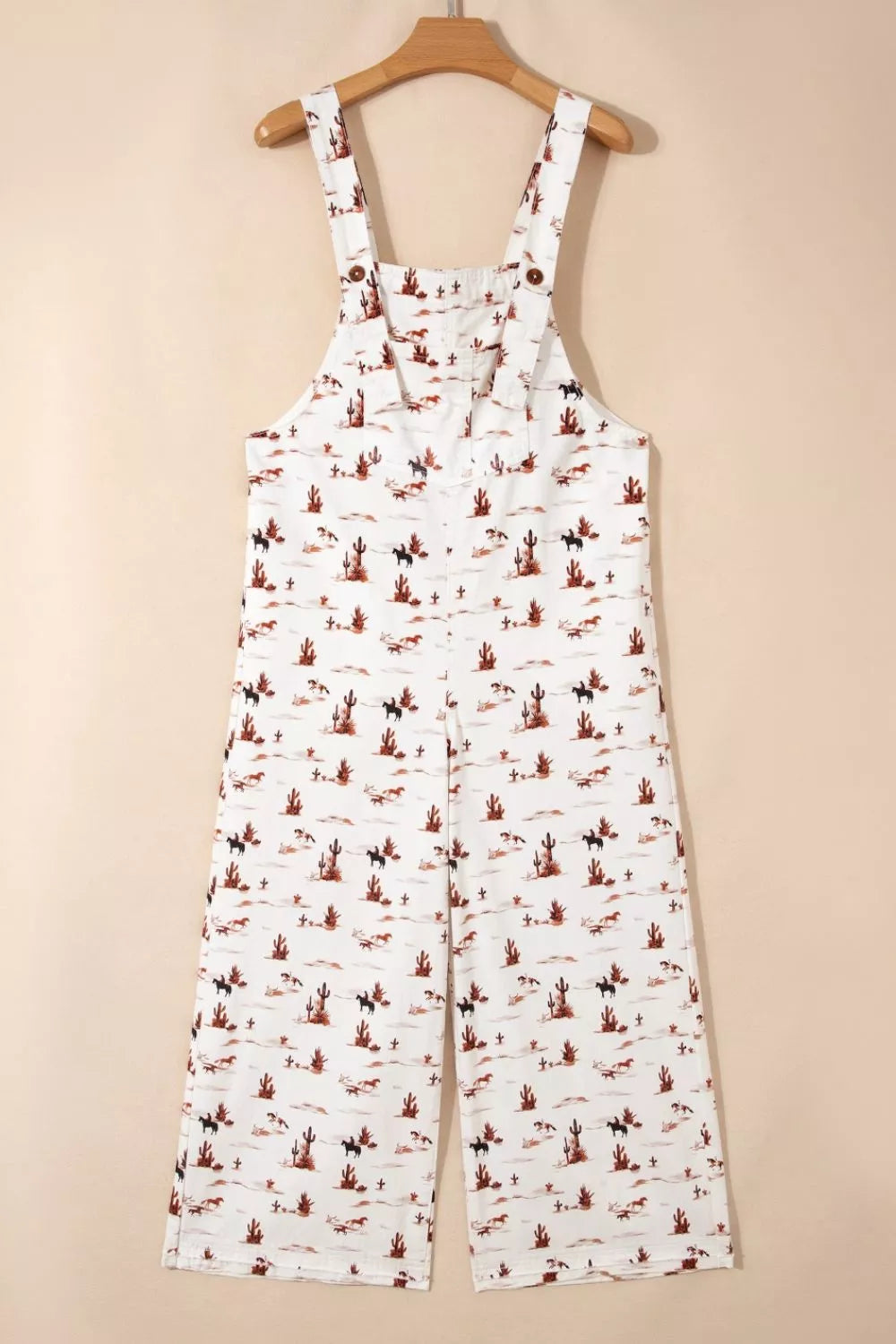 Loose fit western overalls styled on model