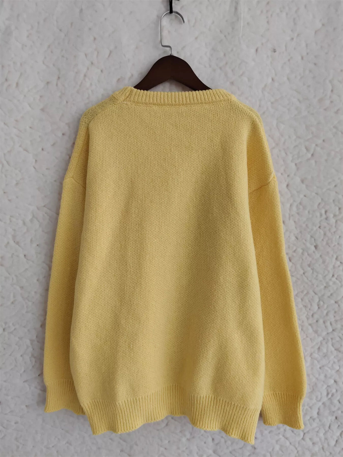 cherry pom pom round neck knit sweater full length view