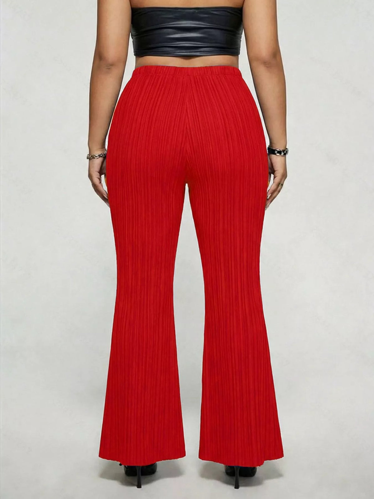 Plus size high waist flare pants, styled look