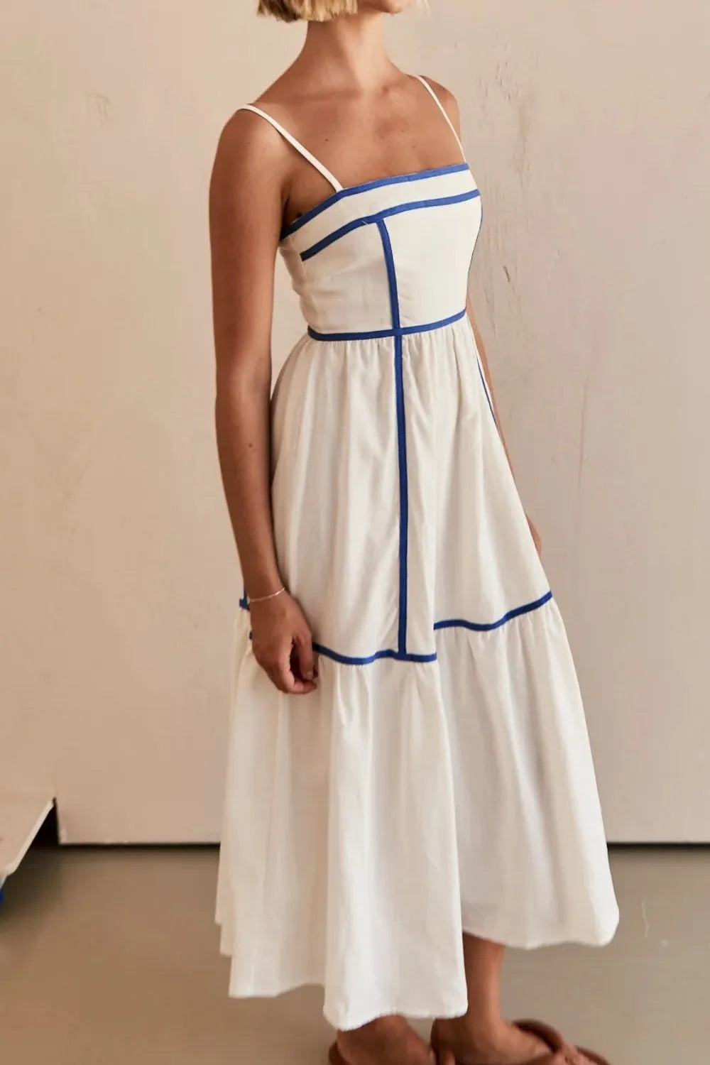 Square neck cami midi dress side view
