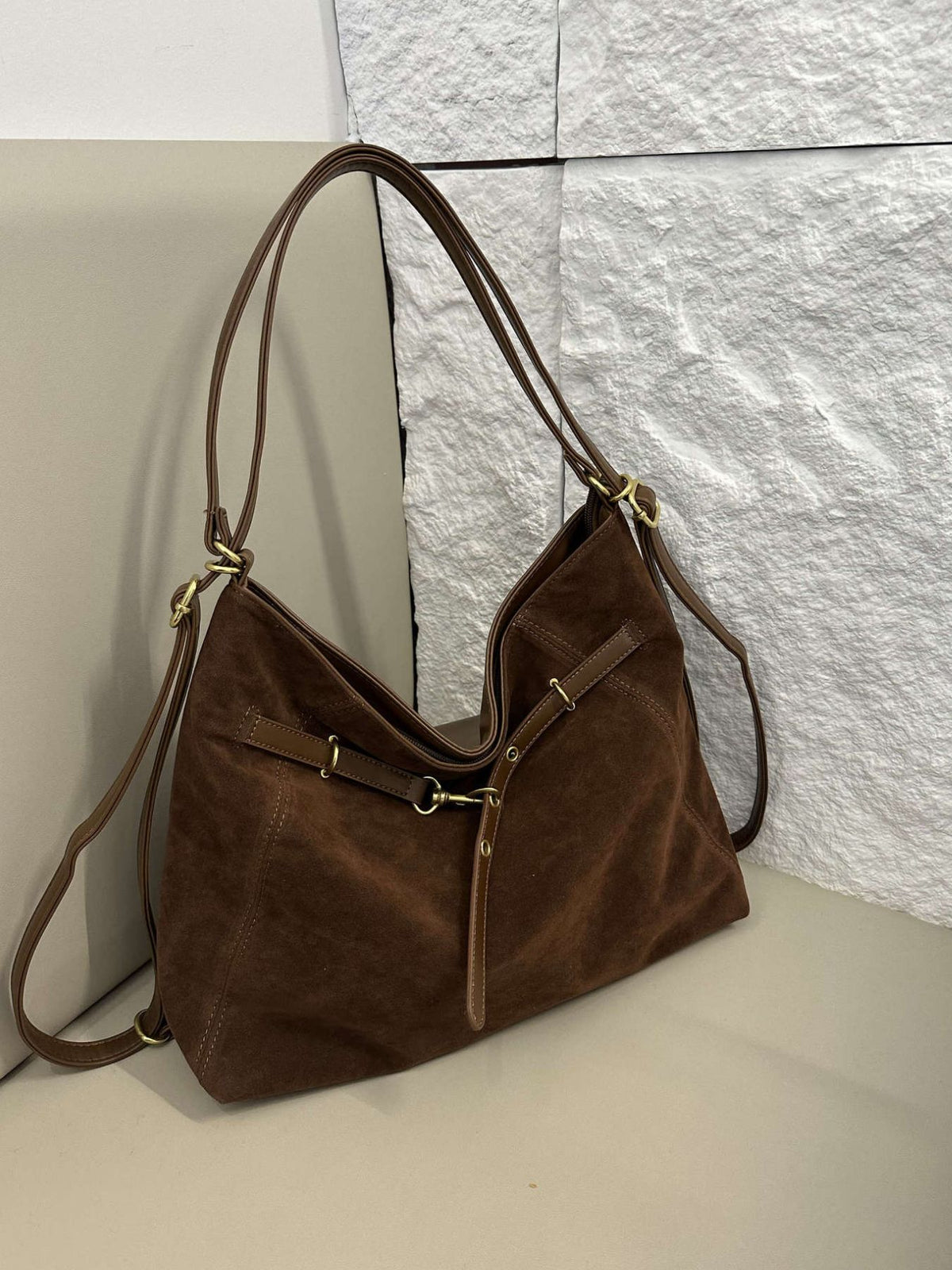 Nylon shoulder bag shown from the side