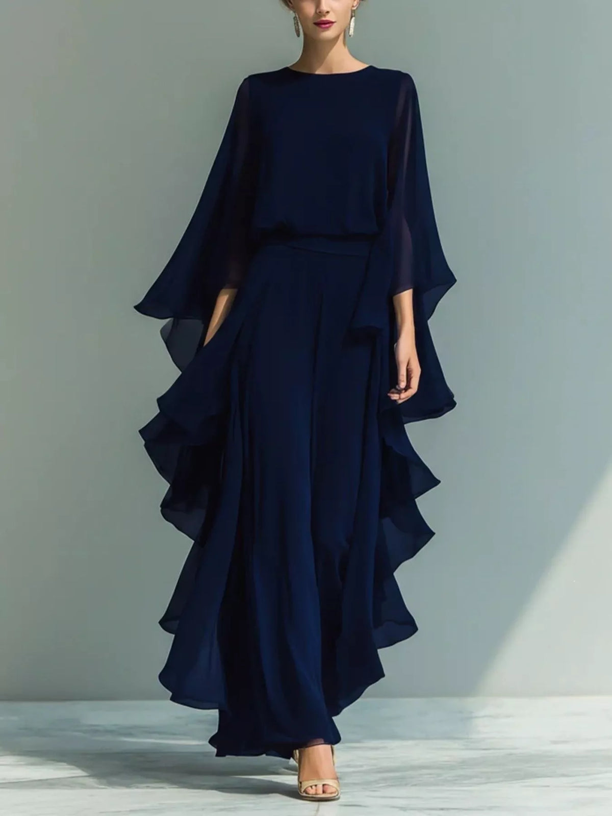 Womens chiffon two piece set full look