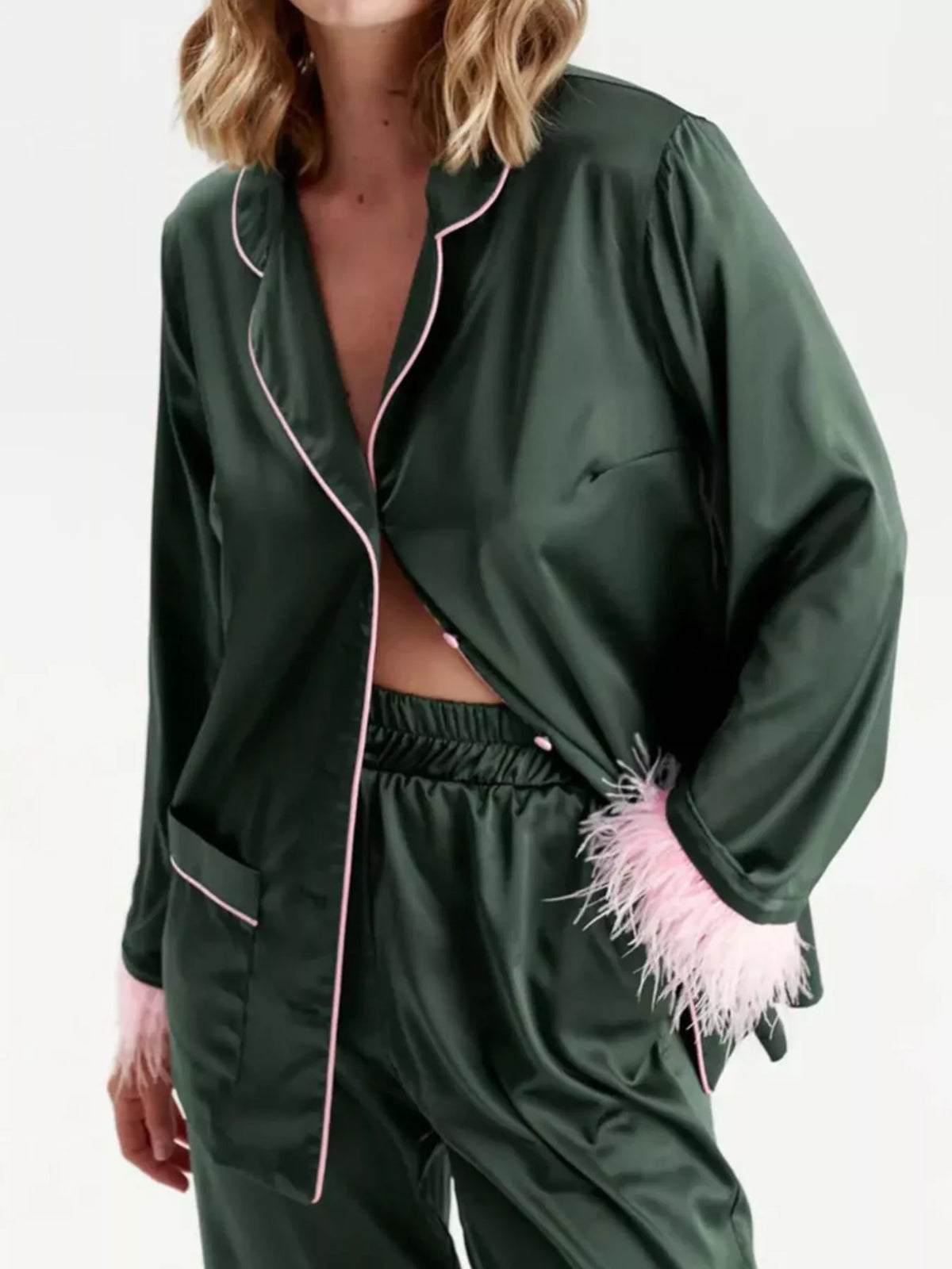 Silky two piece set styled detail