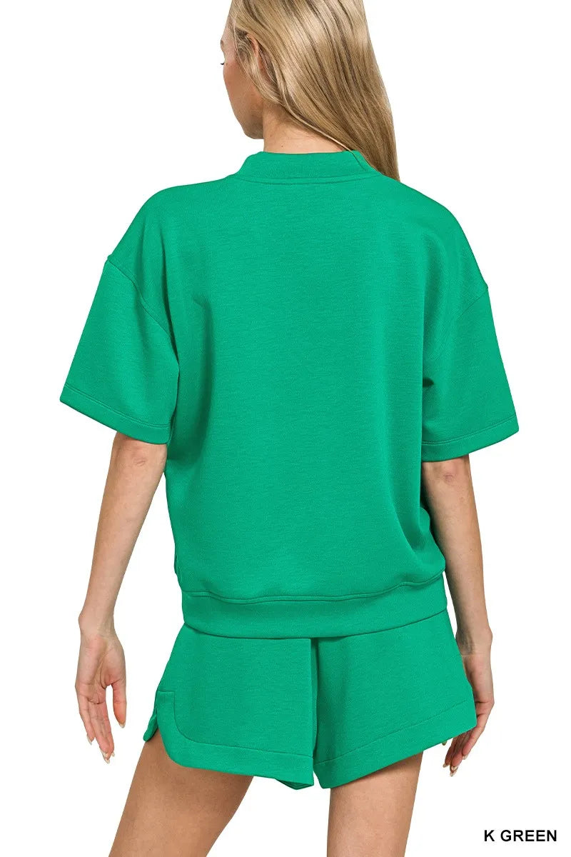 Zenana Scuba Short Sleeve T-Shirt and Shorts Set - Fashorio