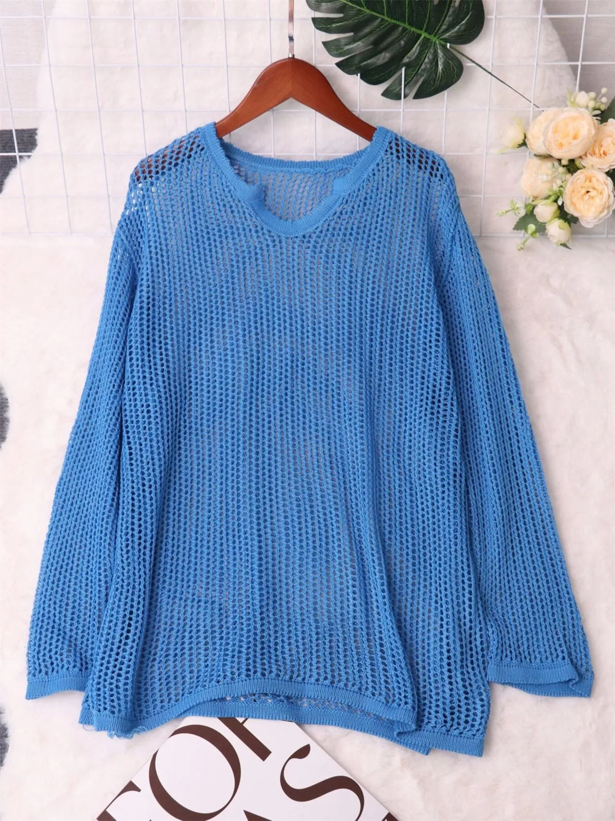 openwork relaxed knit cover up front view