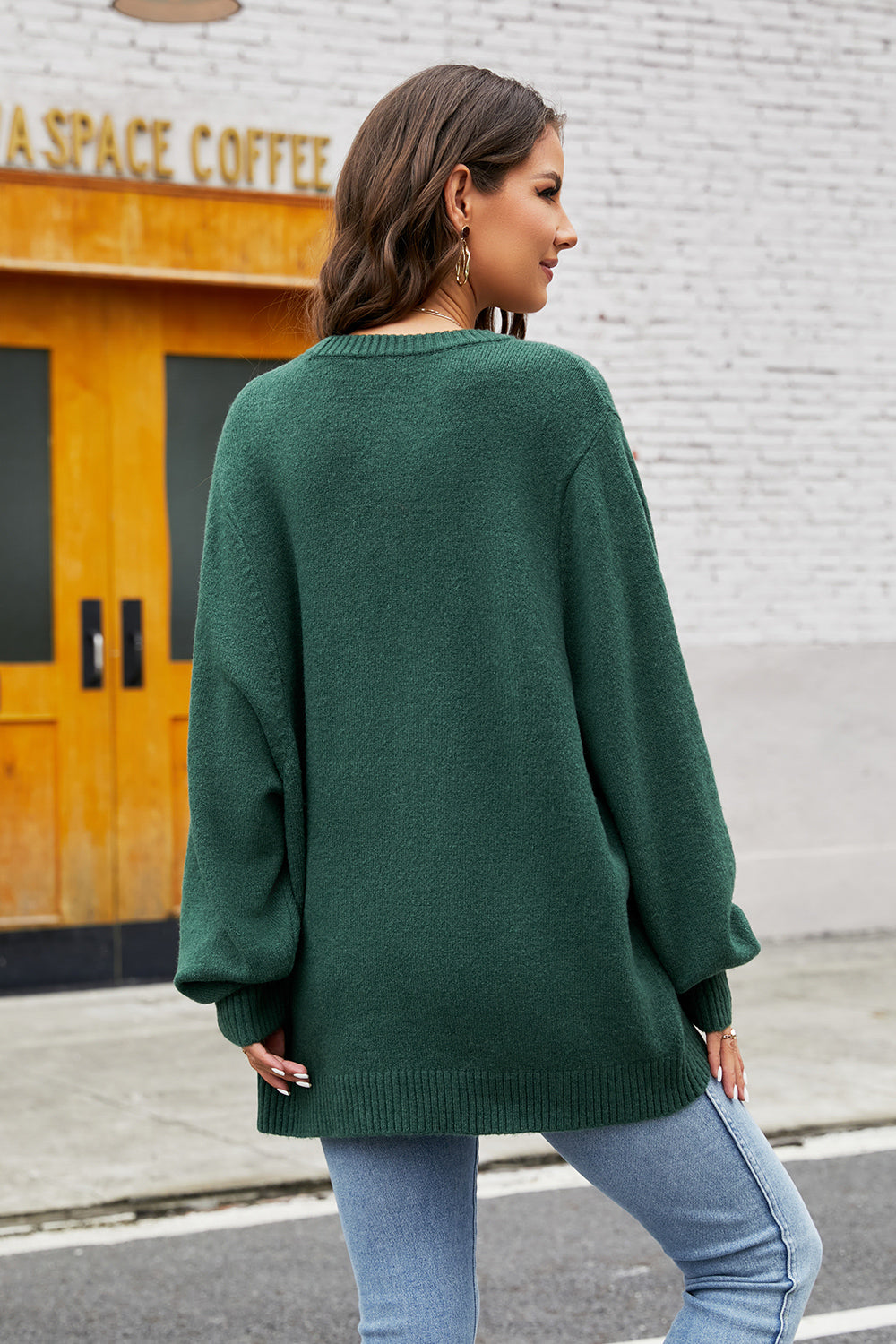 Round Neck Long Sleeve Sweater - Fashorio