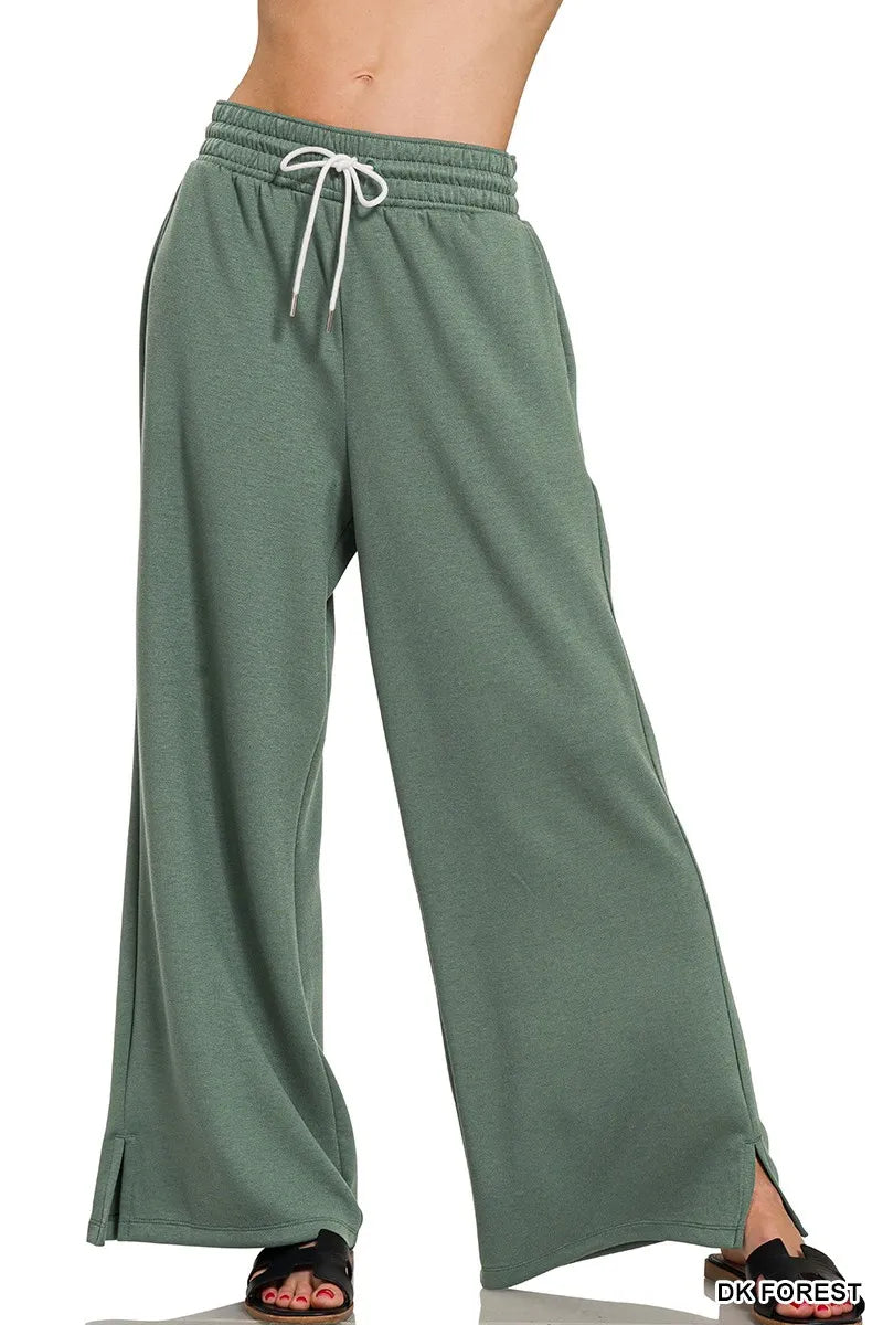 Zenana Scuba Drawstring Pants DK FOREST - Fashorio