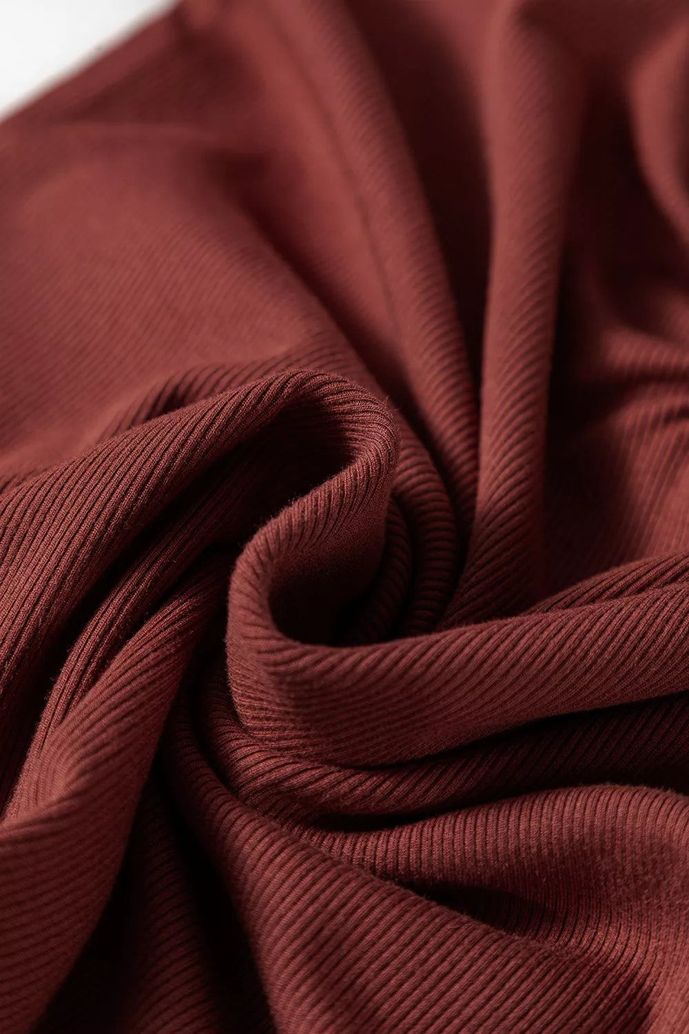 Burgundy ribbed top full length styling view