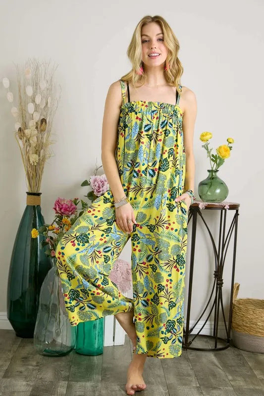 Elastic Detail Tropical Jumpsuit detail