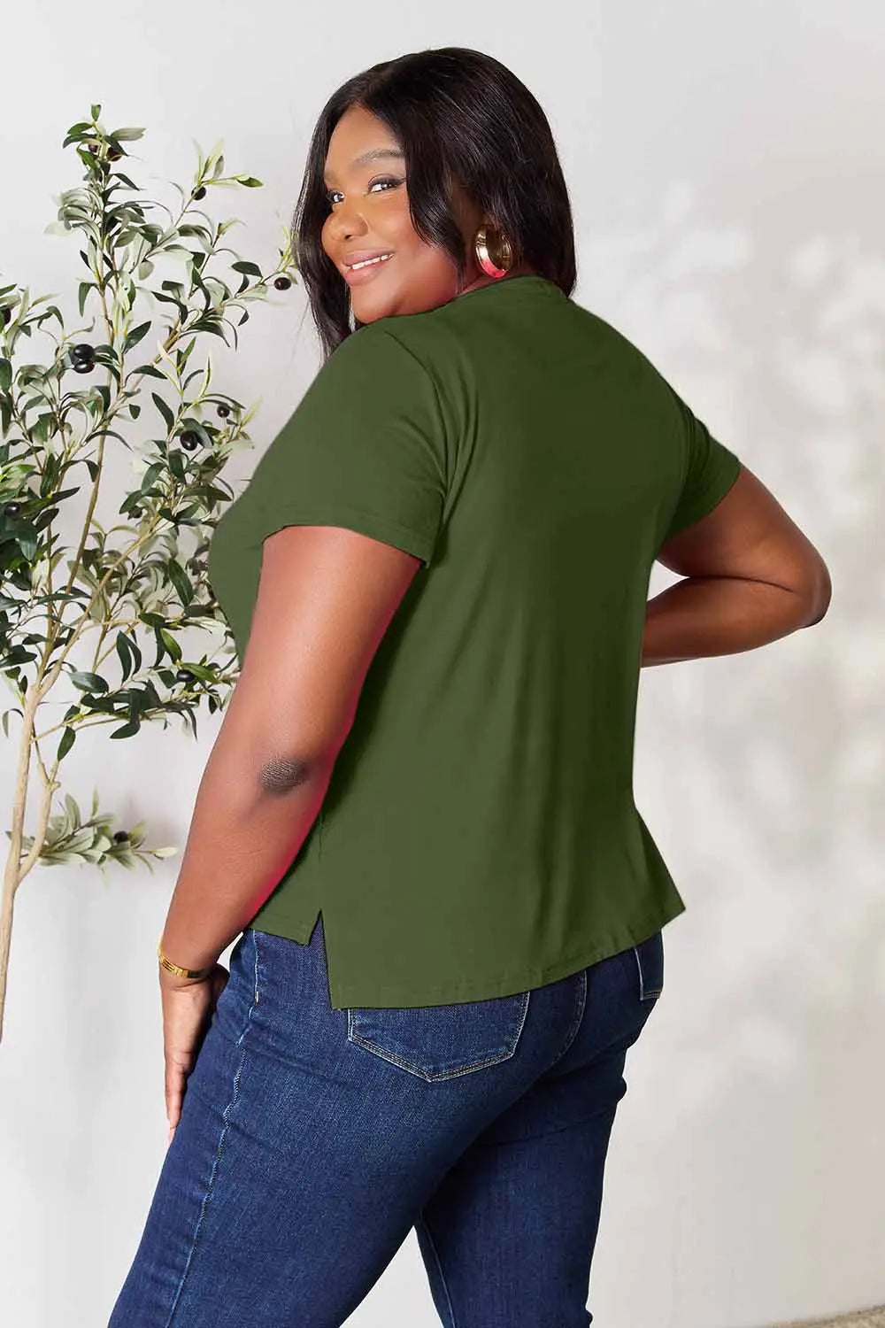 Round Neck Short Sleeve Slit Tee, view 22