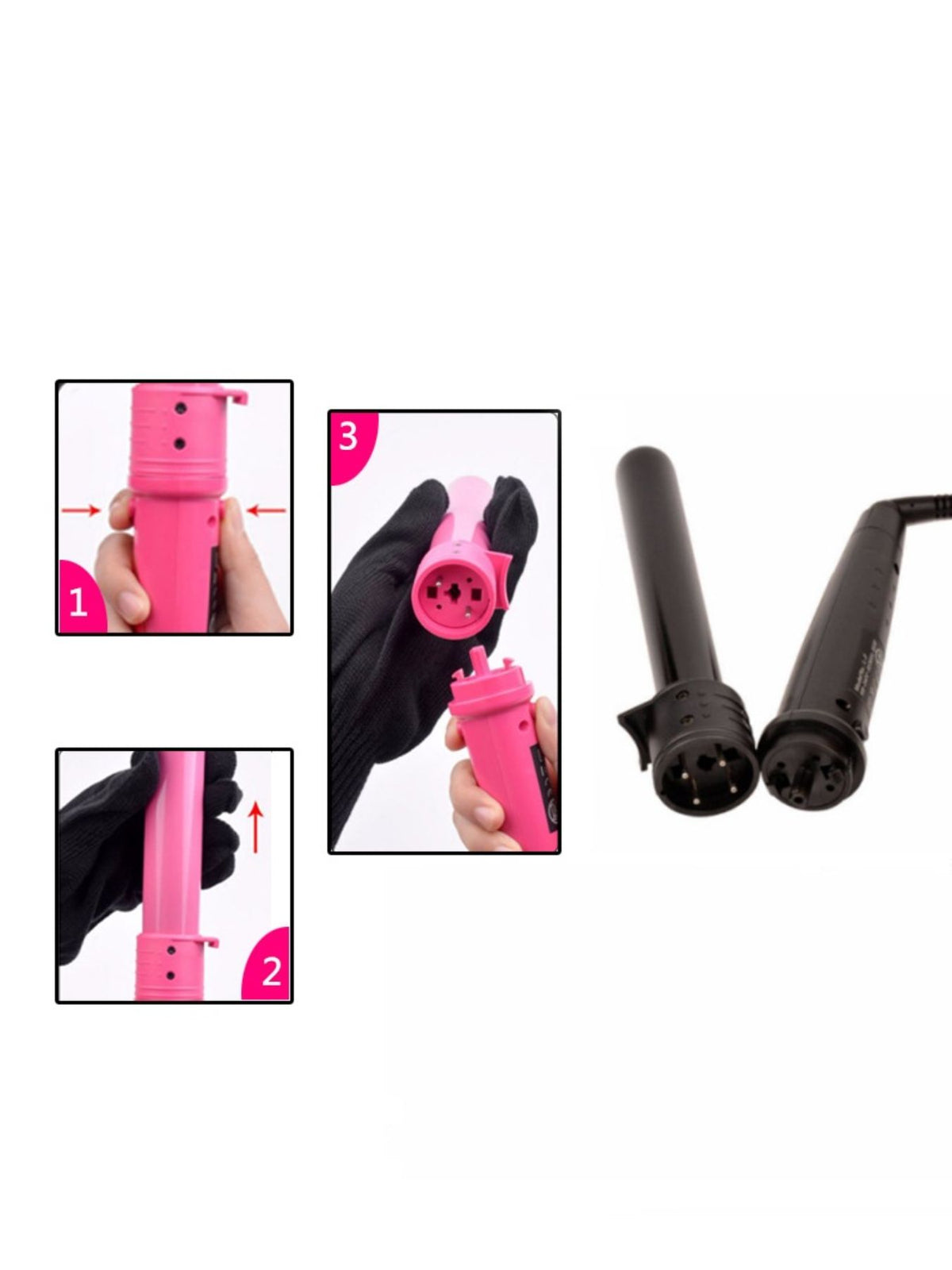 Interchangeable curling barrel close up