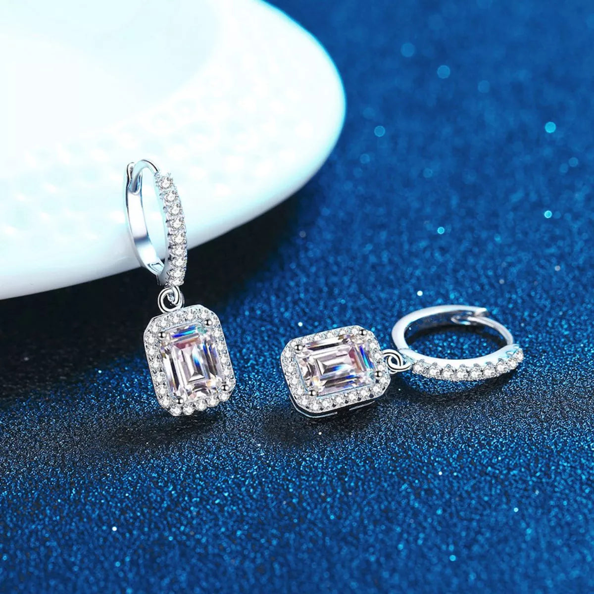 1 carat moissanite drop earrings in sterling silver