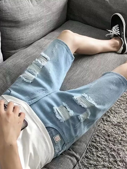 Men's Distressed Wash Denim Shorts - Fashorio