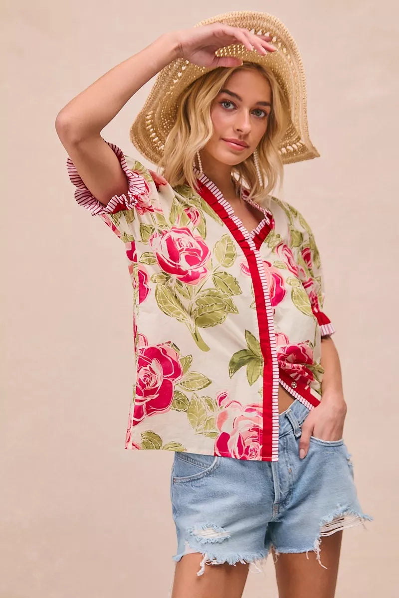 Floral blouse back view