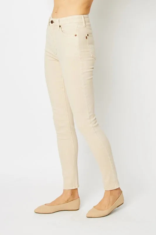 Bone skinny jeans back view showing pockets