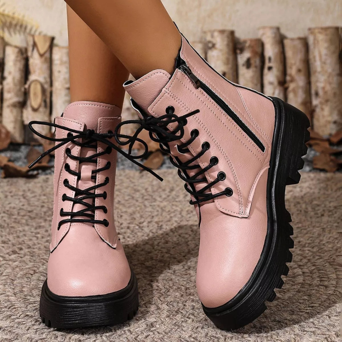 Combat boots angled pair shot