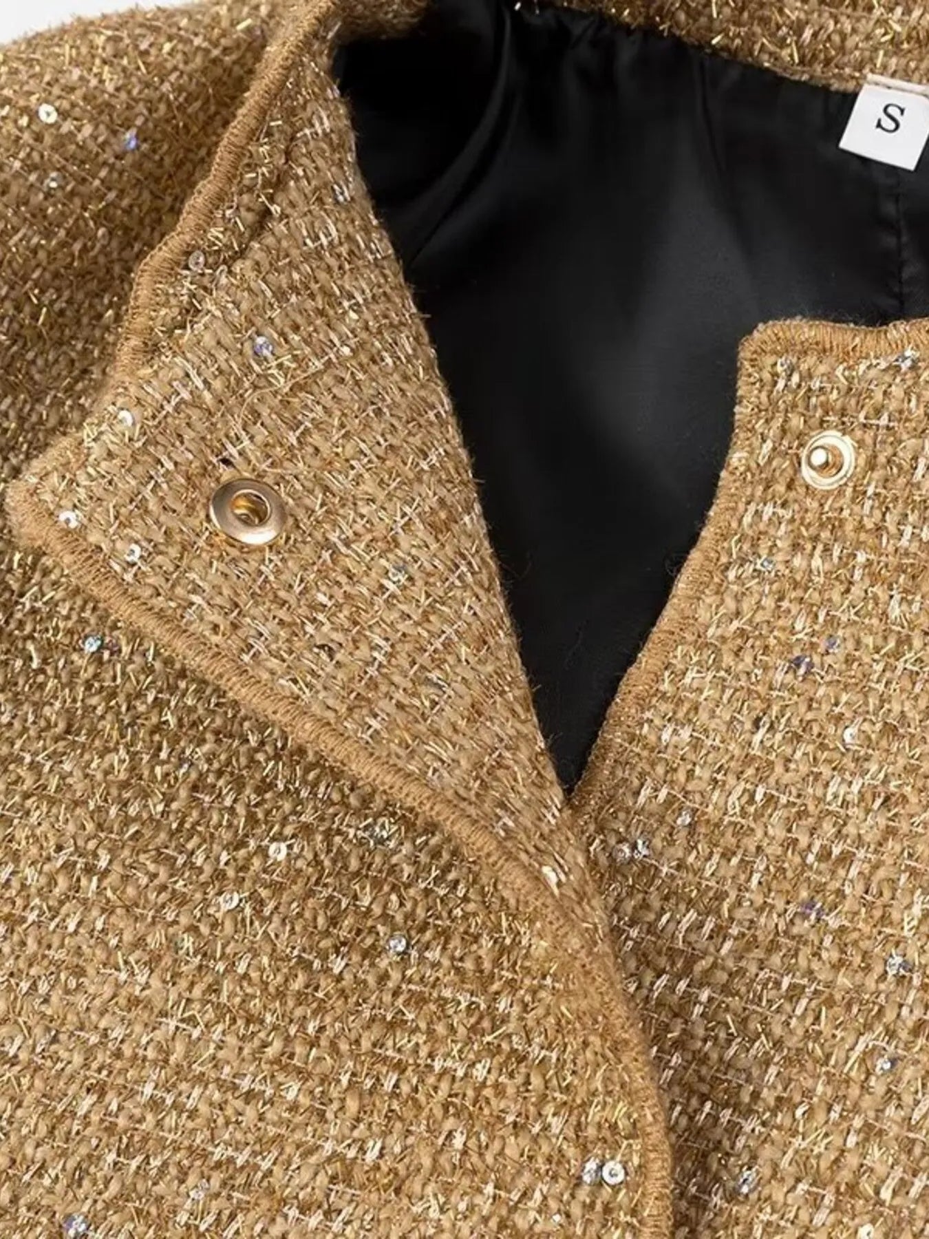 Sequin Long Sleeve Jacket with Pockets - Fashorio