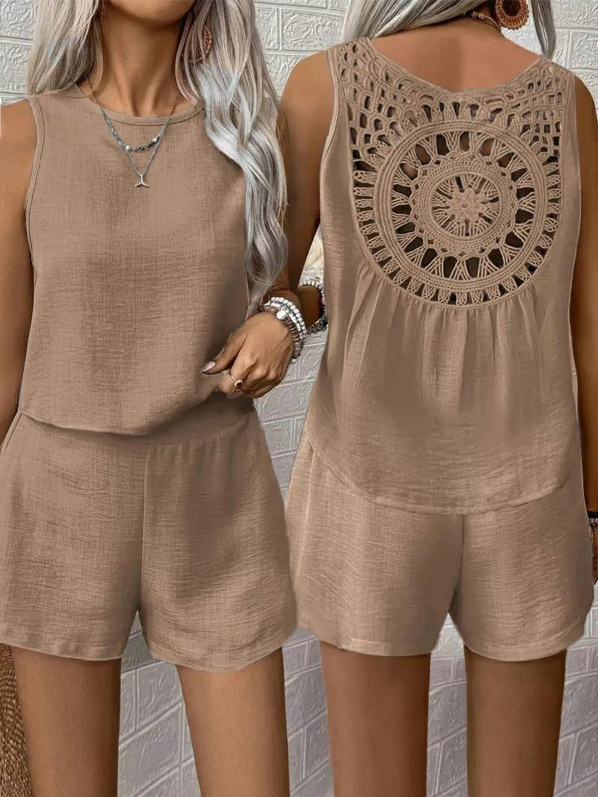 Round neck tank and shorts alternate view