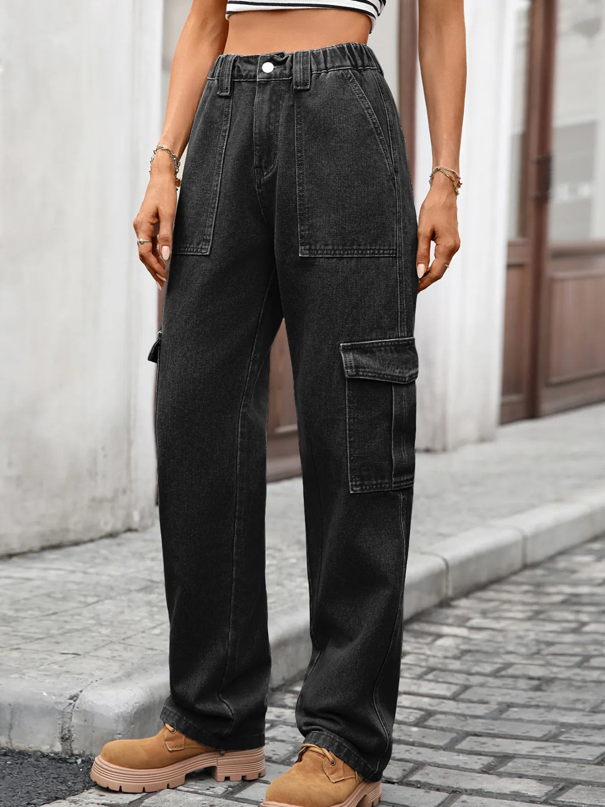High Waisted Cargo Jeans, view 13