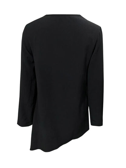 Asymmetrical Neck Long Sleeve Blouse - Fashorio