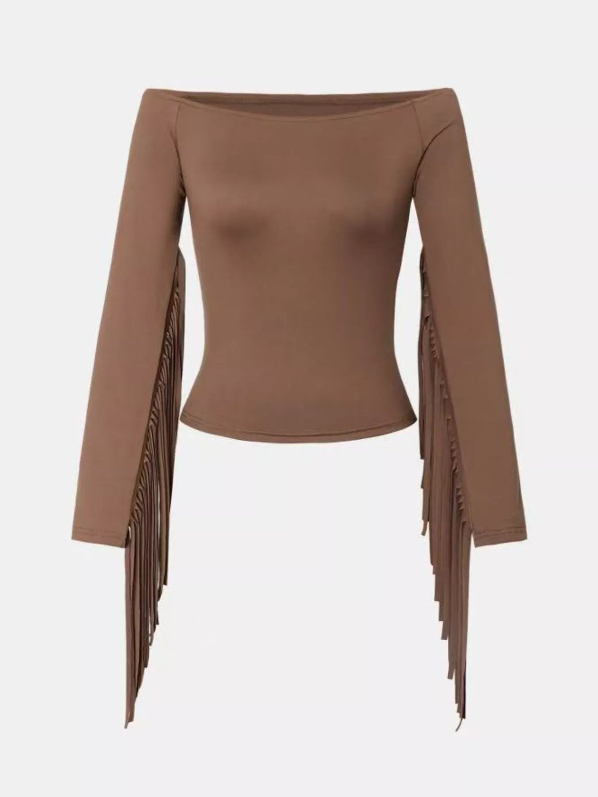 Back view of the fringe sleeve top