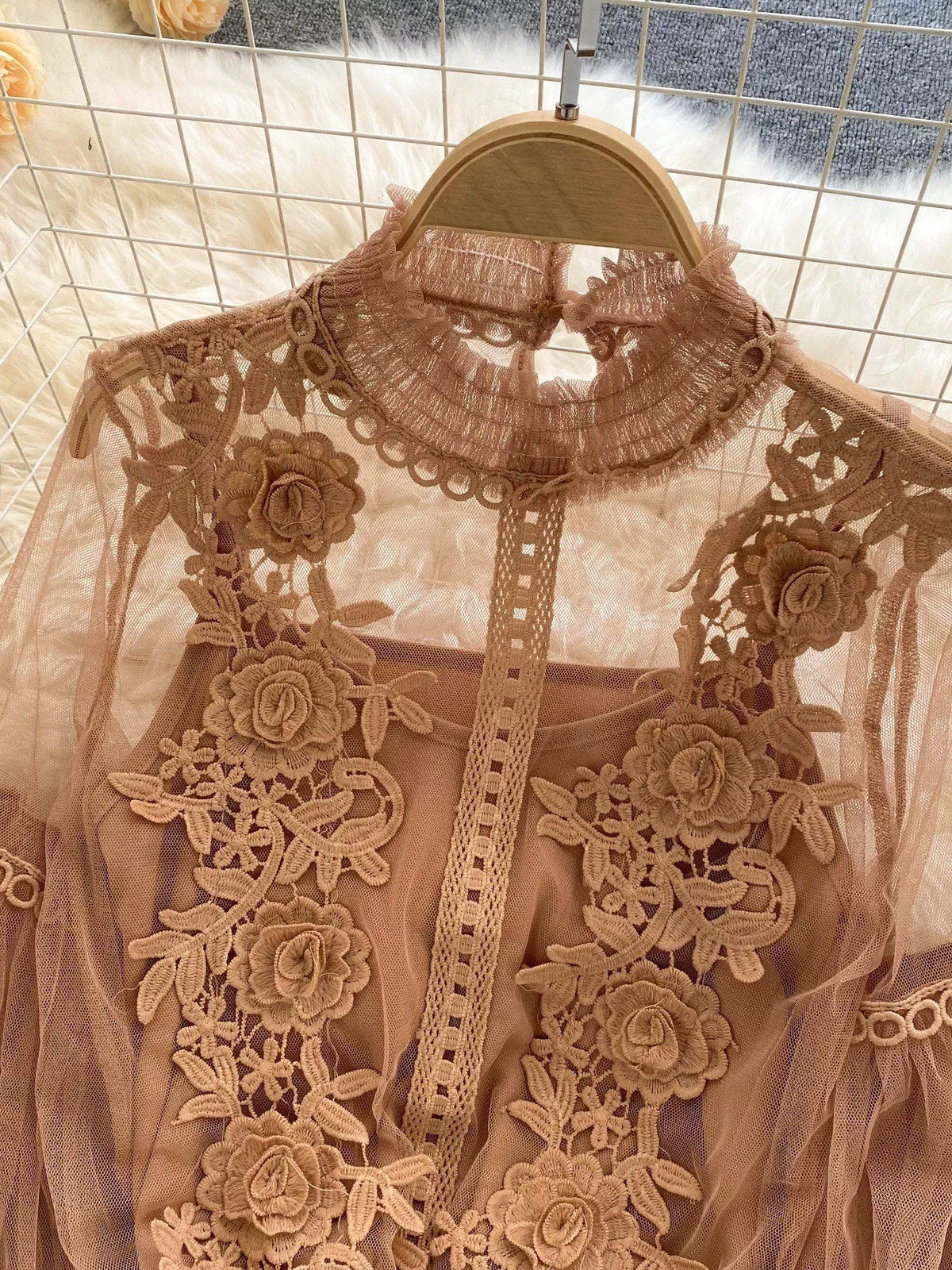 Floral Lace Blouse and Cami Two Piece Set, view 24