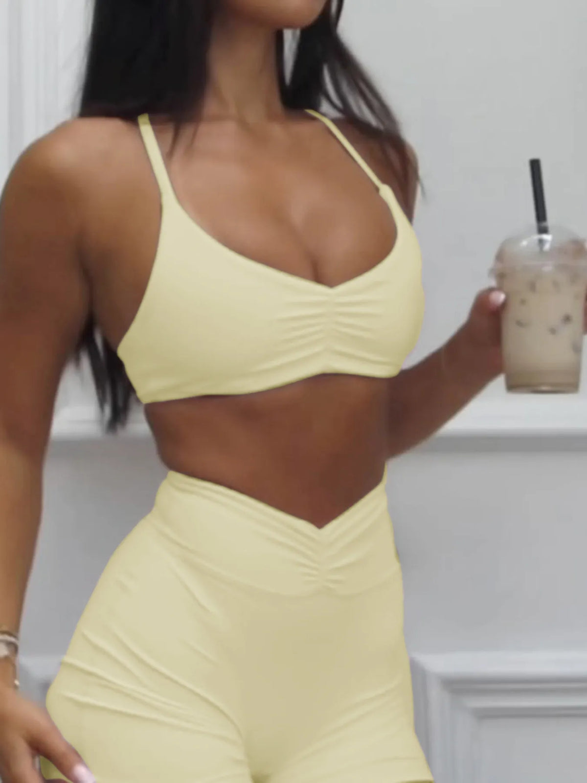 Ruched Sports Bra and High Waisted Shorts Active Set view 8