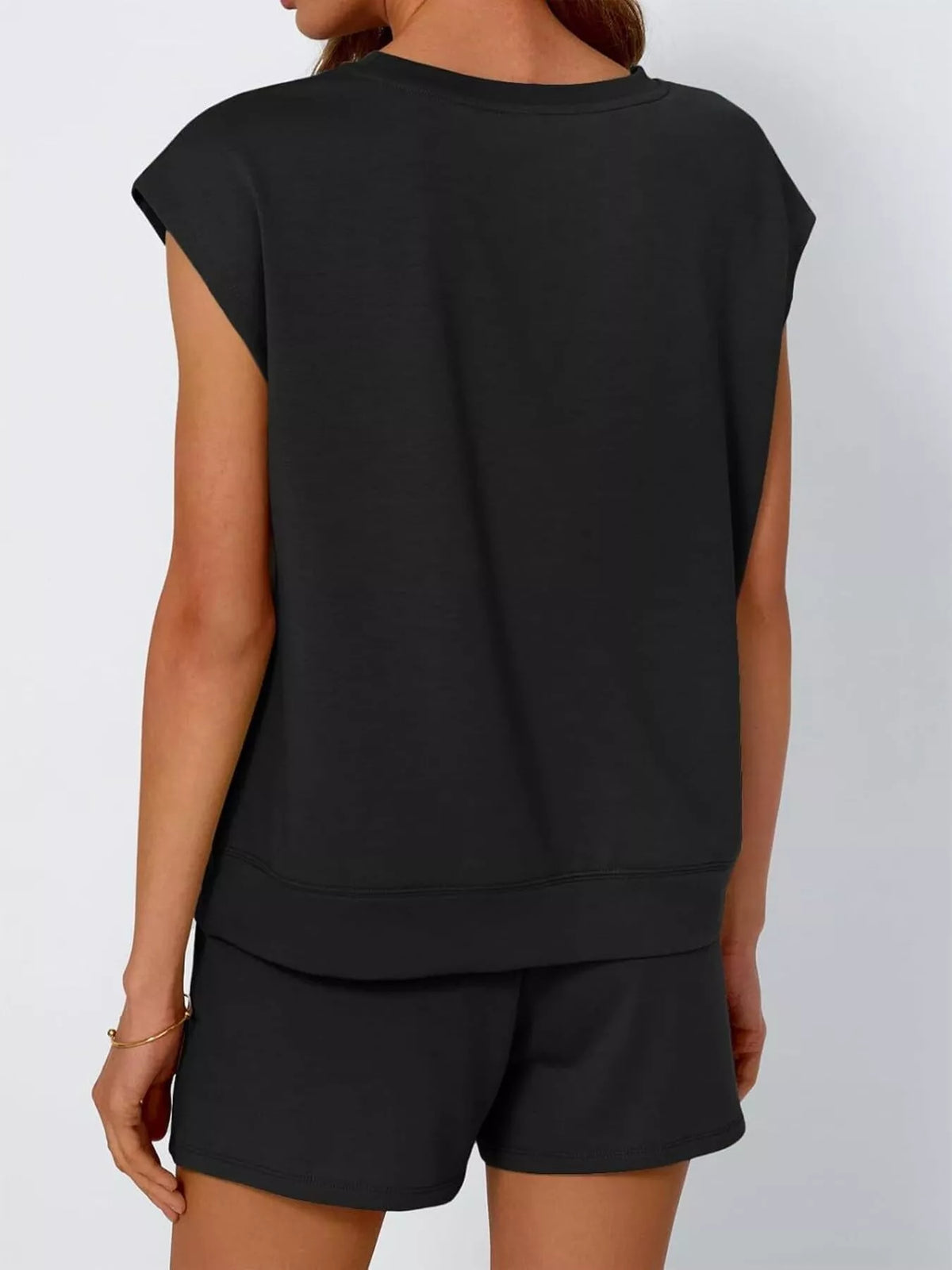 Casual Solid T-Shirt and Shorts Set, view 14