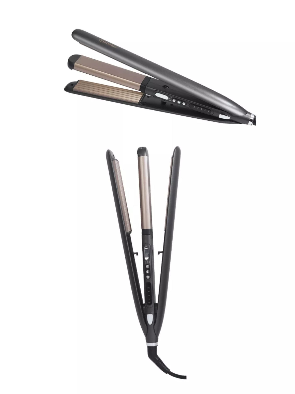 Hair straightener heated plates close up